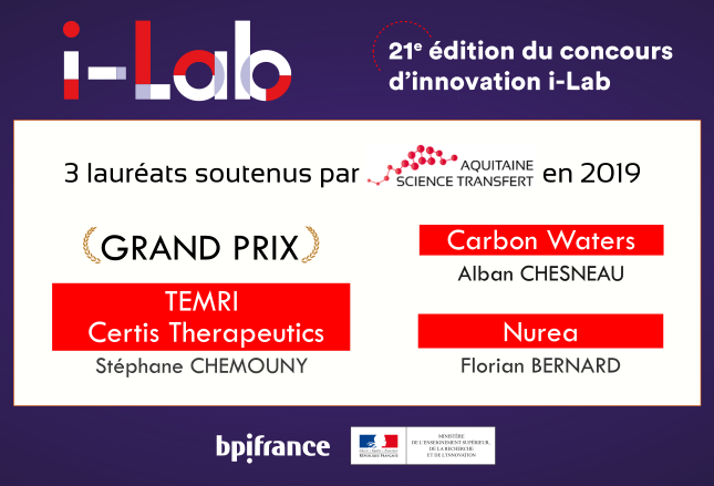 Concours i-LAB 2019 : 3 lauréats néo-aquitains dont un Grand Prix, soutenus par la SATT Aquitaine Science Transfert